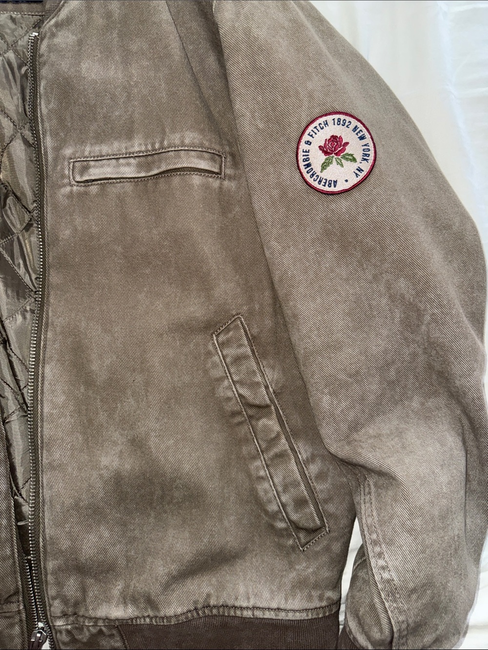 Abercrombie & Fitch Men's Brown Suede Bomber Jacket - Picture 3 of 5